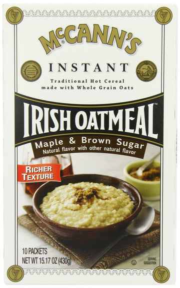 McCANNS Instant Irish Oatmeal, Maple & Brown Sugar, 10-Count Boxes (Pack of 6)