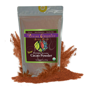 Divine Organics Raw Cacao Powder/Raw Cocoa Powder - Certified Organic - Premium Rio Arriba - Smoothies, Hot Chocolate, Baking, S