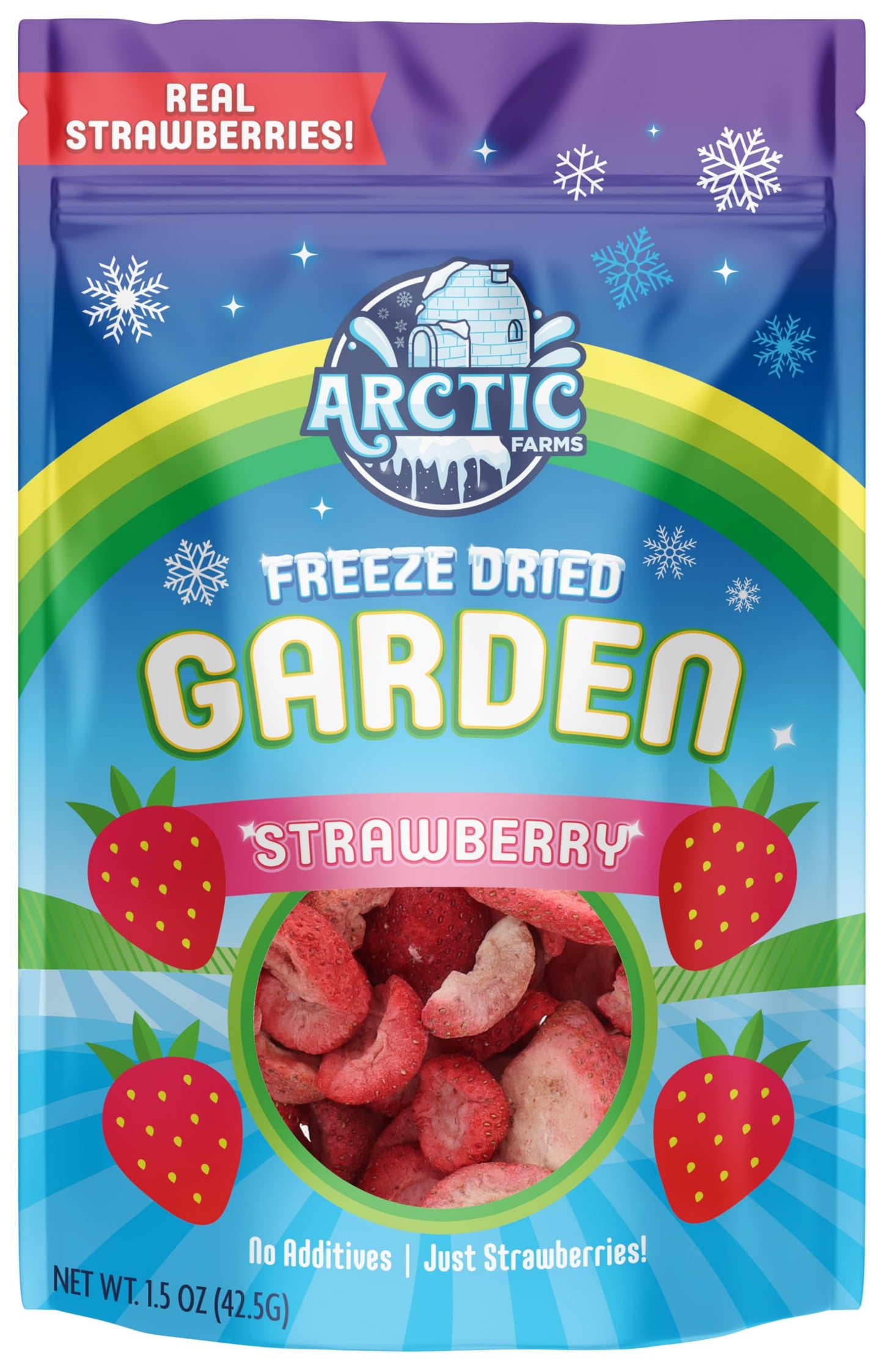 Arctic Farms Gardren Pure Freeze Dried Fruits, No Sugar Added, Crunchy Snacks (Organic Strawberry Slices)