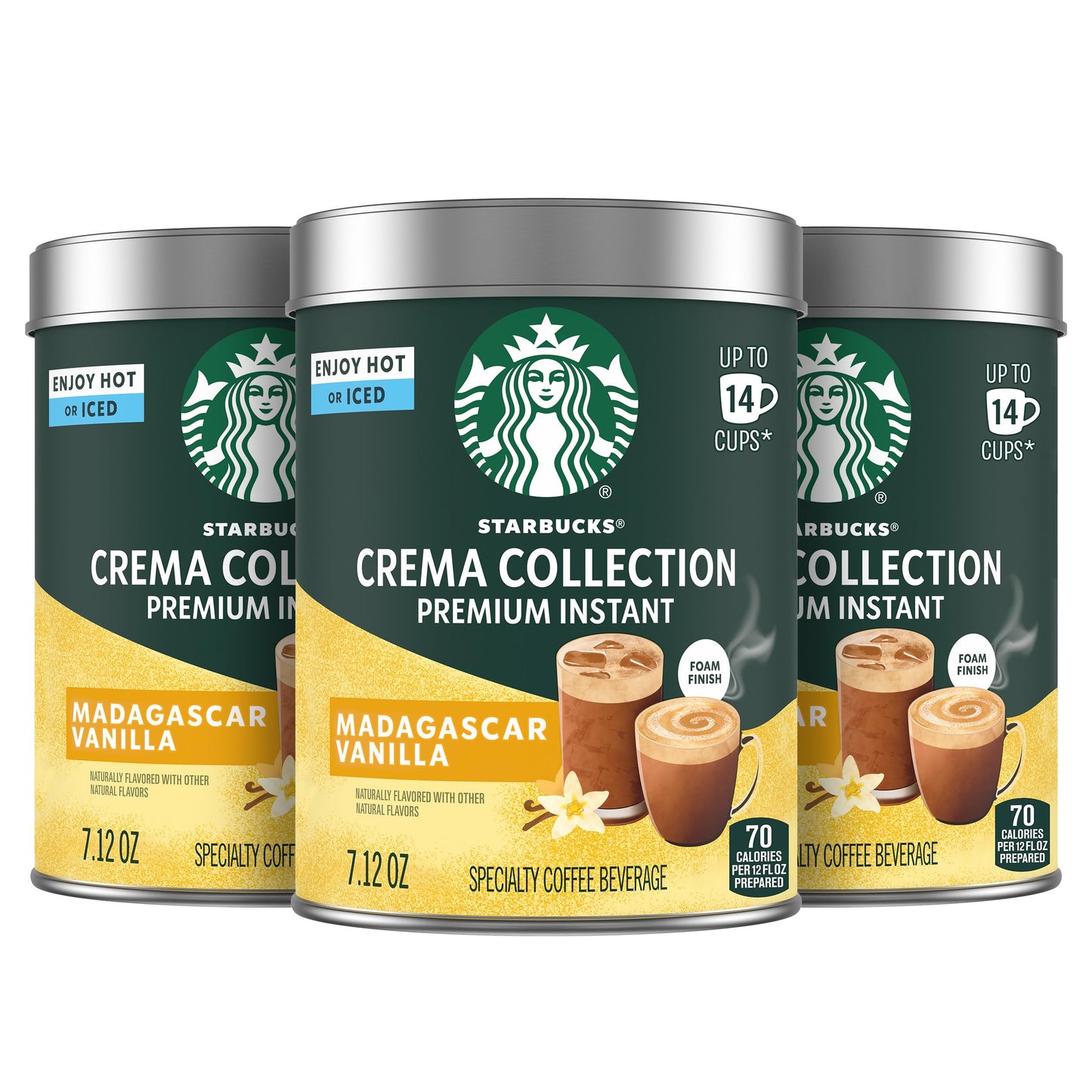Starbucks Crema Collection Top-Grade Instant Madagascar Vanilla Flavored Instant Coffee  100% Arabica Beans  3 Tins (7.12 Oz Each)