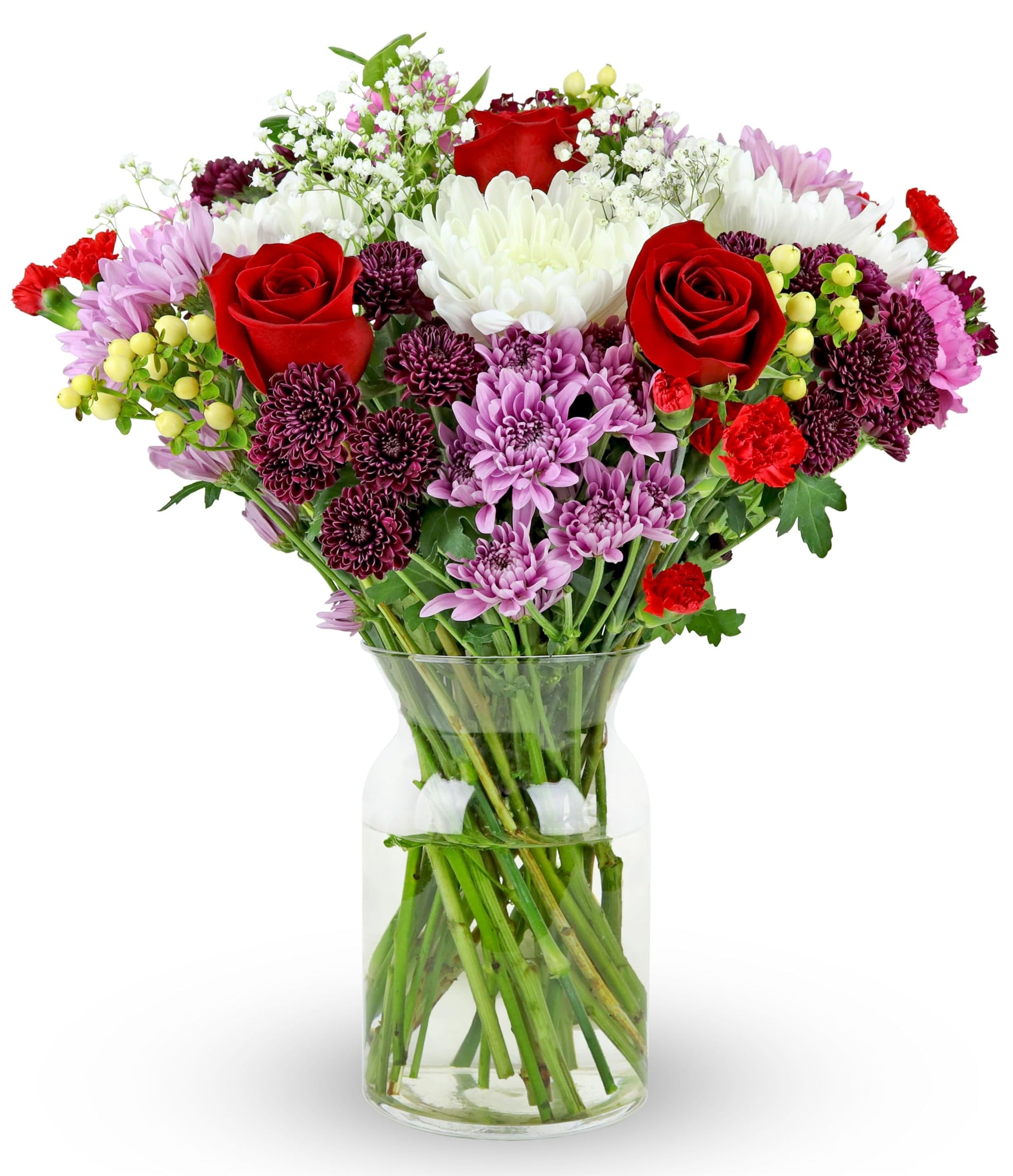 Benchmark Bouquets - Timeless Romance (Glass Vase Included) - Fresh Flowers for Delivery - Gift for Graduation, Birthday, Annive
