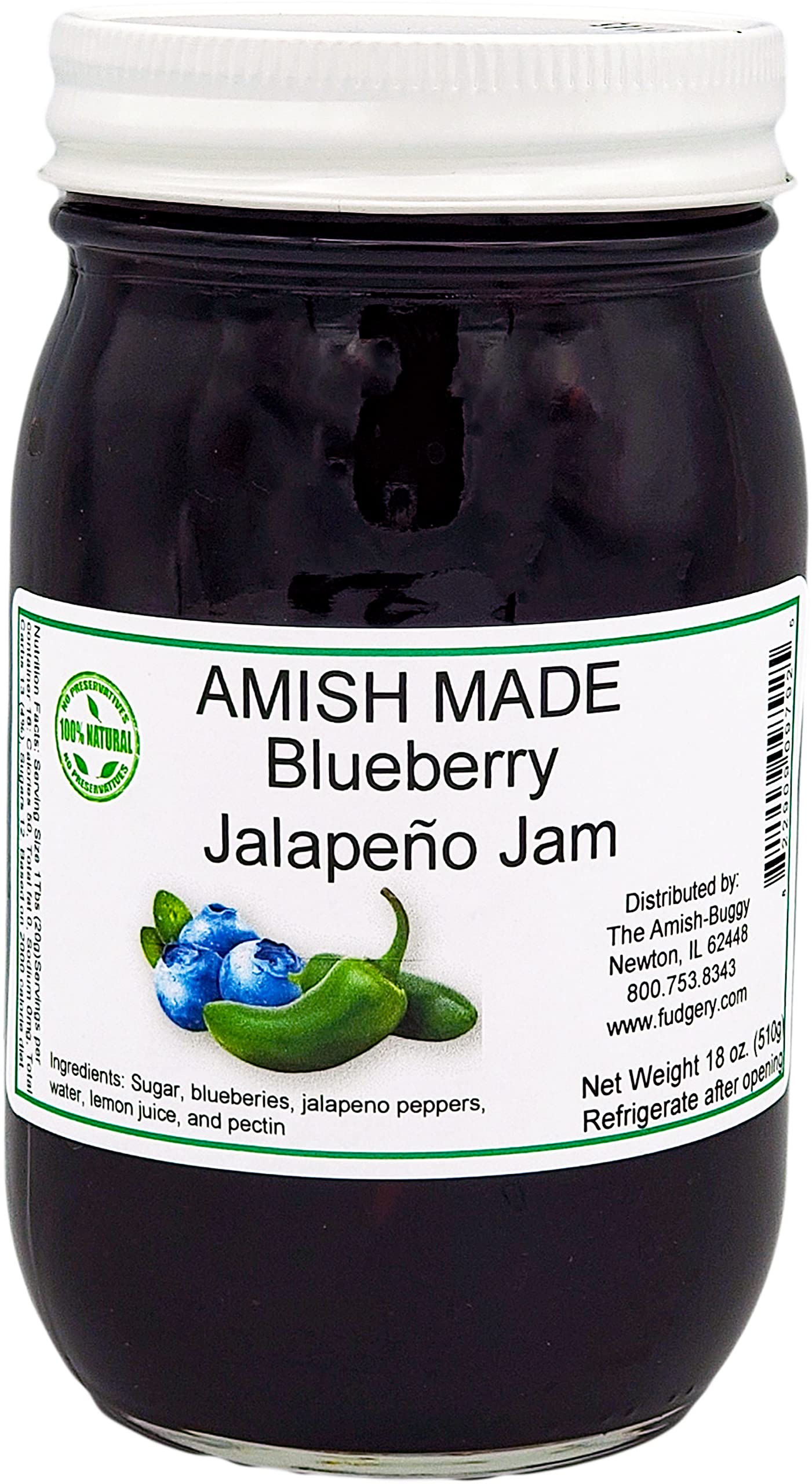 Amish Jam - Two 18 Oz Jars (Blueberry Jalapeno)