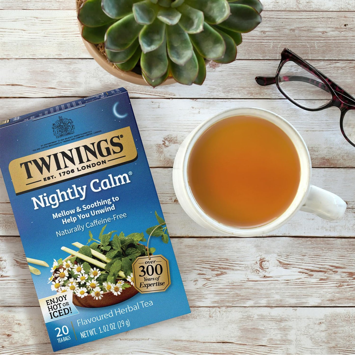 Twinings Herbal Tea Bags, Naturally Caffeine-Free, Nightly Calm, 20 Count (Pack of 2)