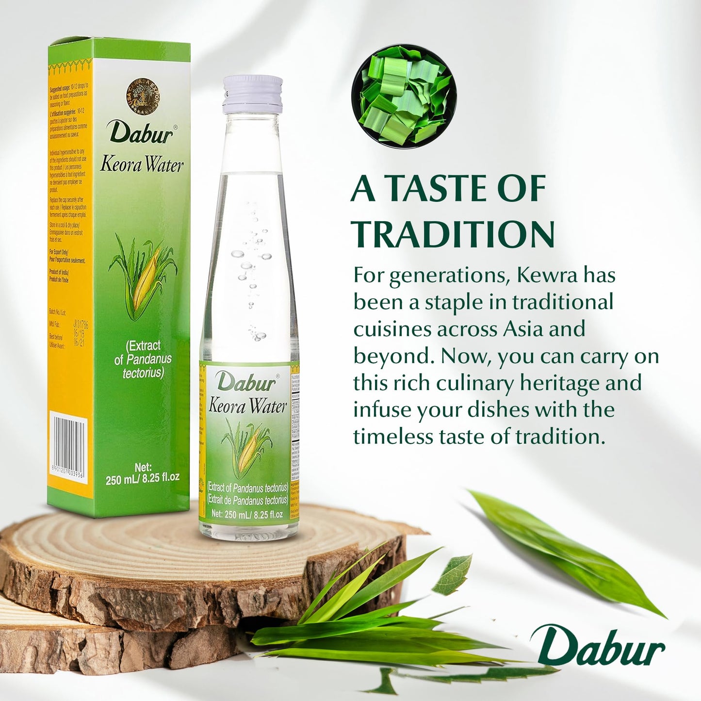 Dabur Kewra Water - Aroma & Flavoring Agent for Drinks & Desserts - 250ML Pack of 2