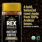 Rex Organic Fairtrade Freeze-Dried Instant Coffee - Medium Roast Arabica, 3.53 oz Glass Jar - USDA Organic & Fairtrade Certified