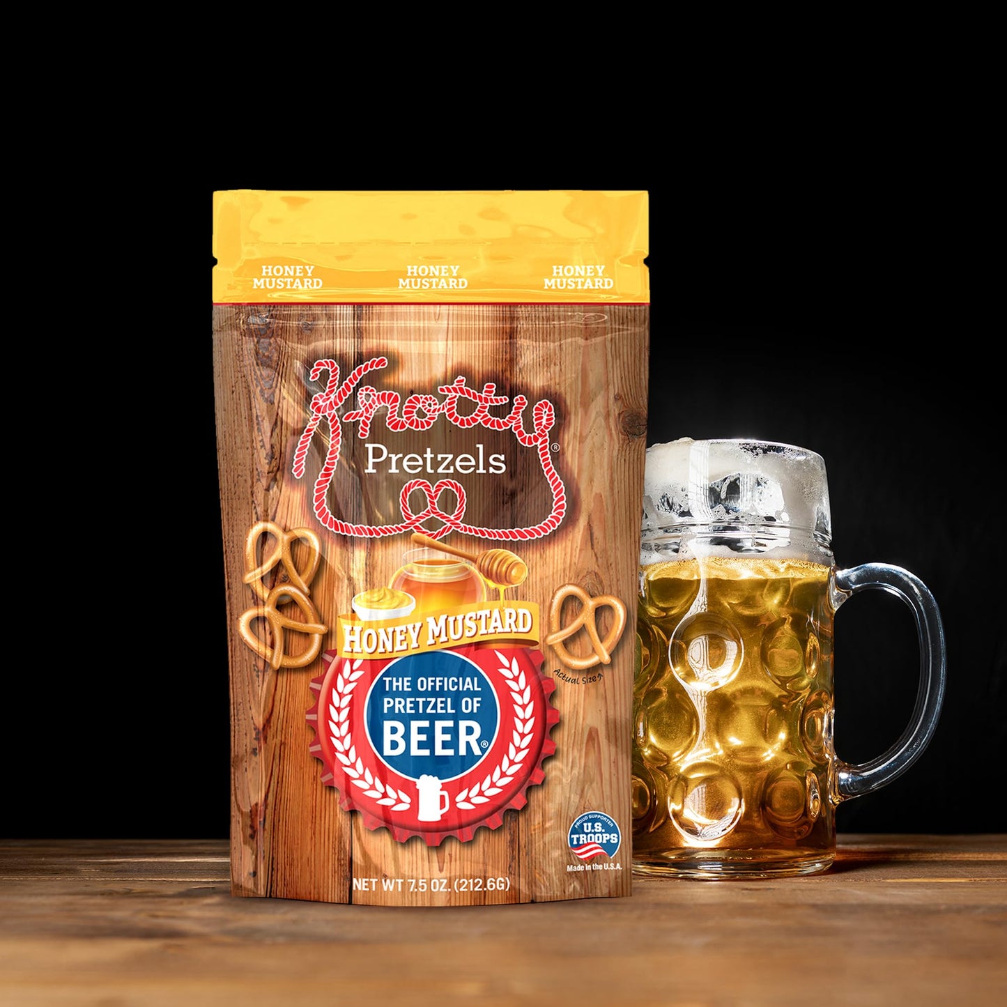 Knotty Pretzels Honey Mustard Pretzels, 7.5 OZ, Pack of 1, Snack Food