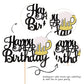 ZHUOWEISM malt-inspired Mug Cake Topper, Glitter Cheers Design, 6.0 x 8.7, Bamboo, Black