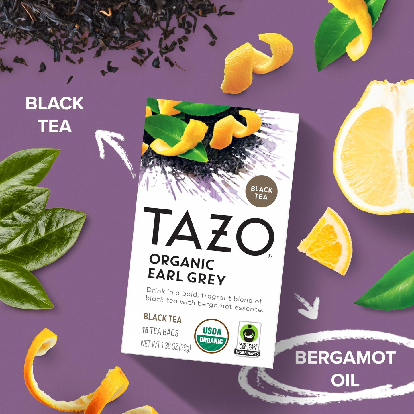 TAZO Organic Earl Grey Tea, High Caffeine, 96 Tea Bags, Pack of 6, Model 69591048