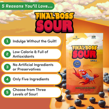 FINAL BOSS Halloween Sour Candy, Sour Blueberries, 10 Pack, Low Calorie Fruit Chews with Real Dried Fruit