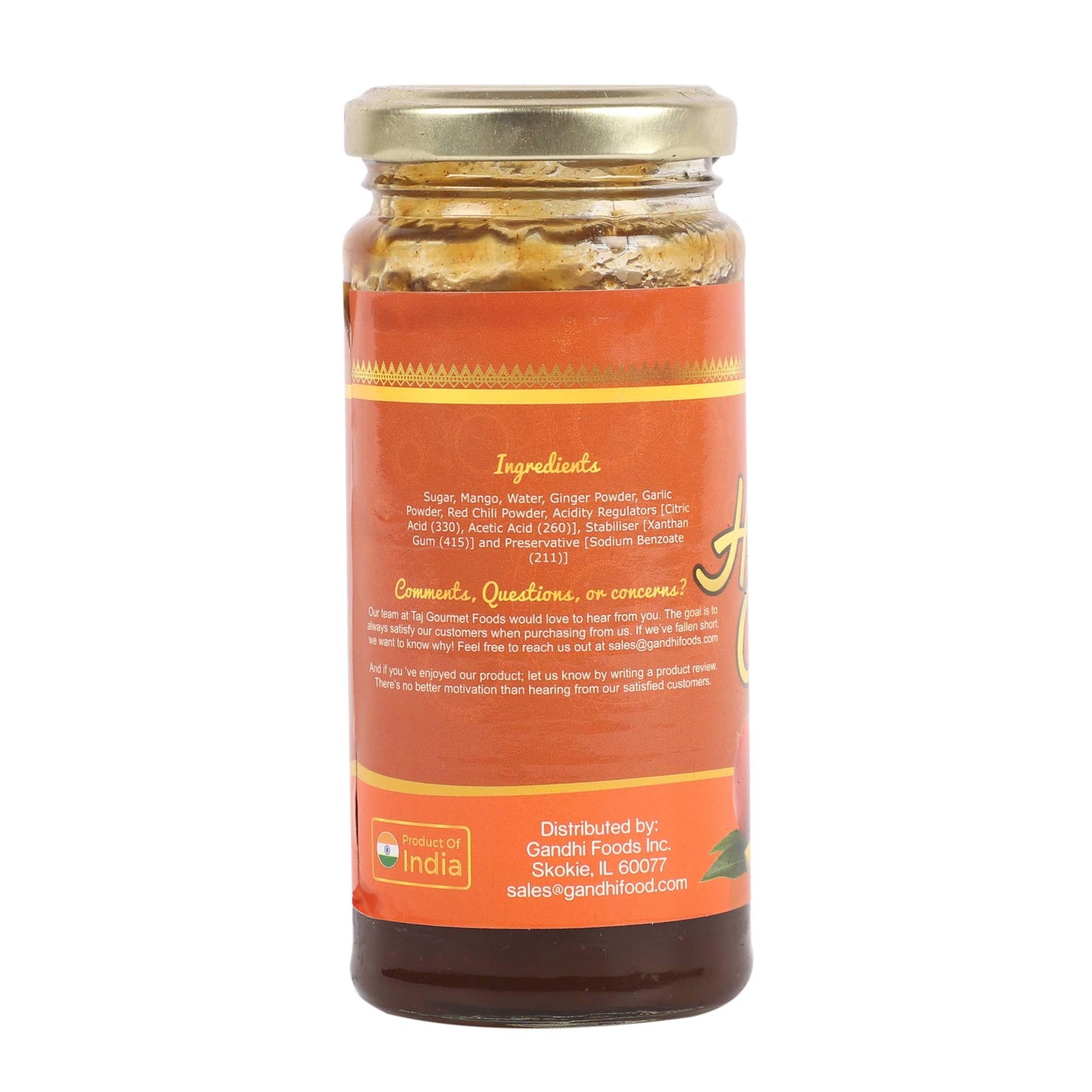 Taj Hot Mango Chutney, Spicy Chutney, 11.2Oz (320G)