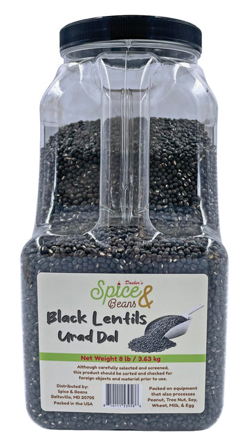 Whole Black Lentils | Urad Dal | by Dasher's Spice & Beans | 8 lb