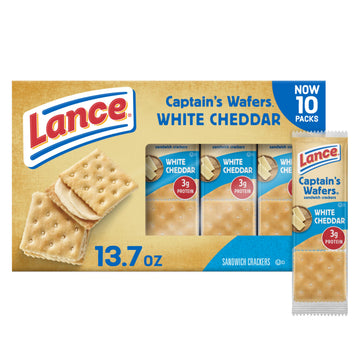 Lance Sandwich Crackers, Captains Wafers White Cheddar, 10 Individual Packs, 6 Sandwiches Each
