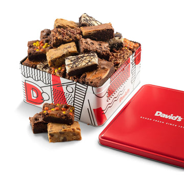 David's Cookies Assorted Brownies Gift Tin - 20 Slices of Individually Wrapped Gourmet Brownies - Delicious Variety of Flavors, 