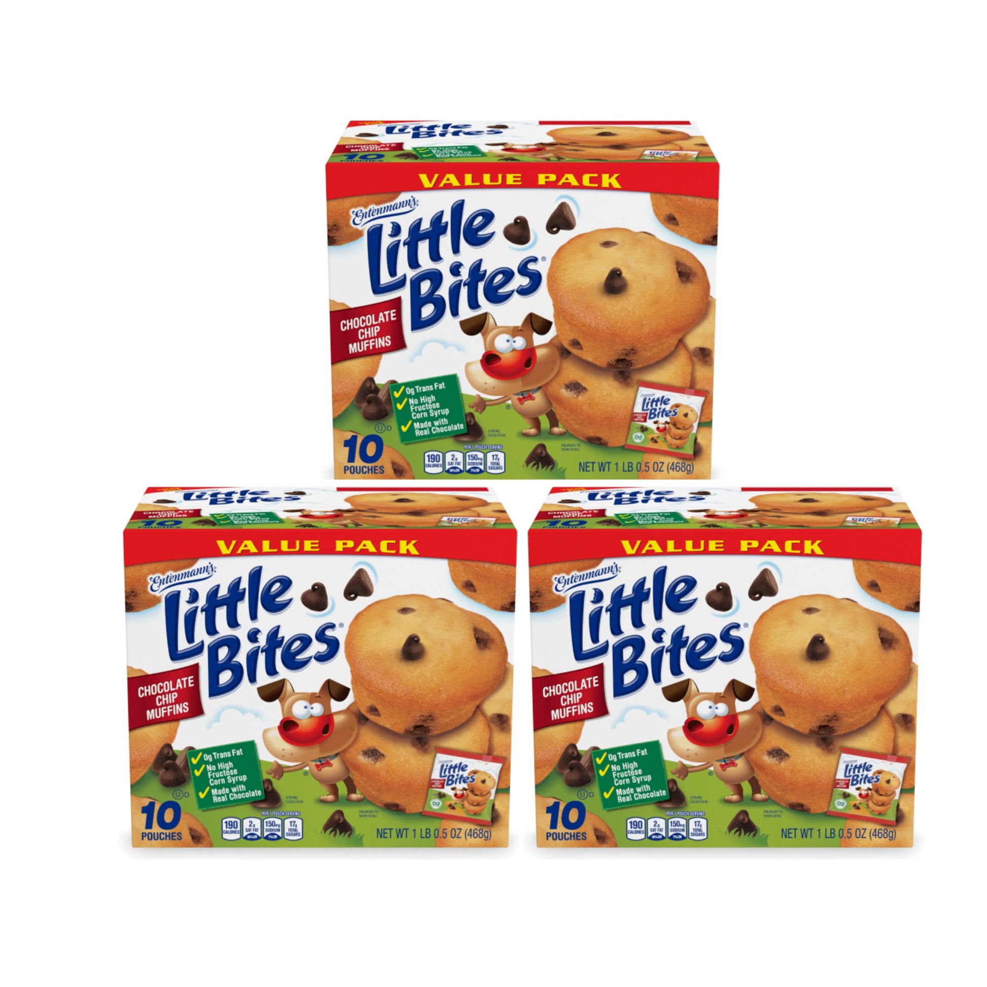 Entenmanns Little Bites Chocolate Chip Mini Muffins | 3 pack (30 pouches total)