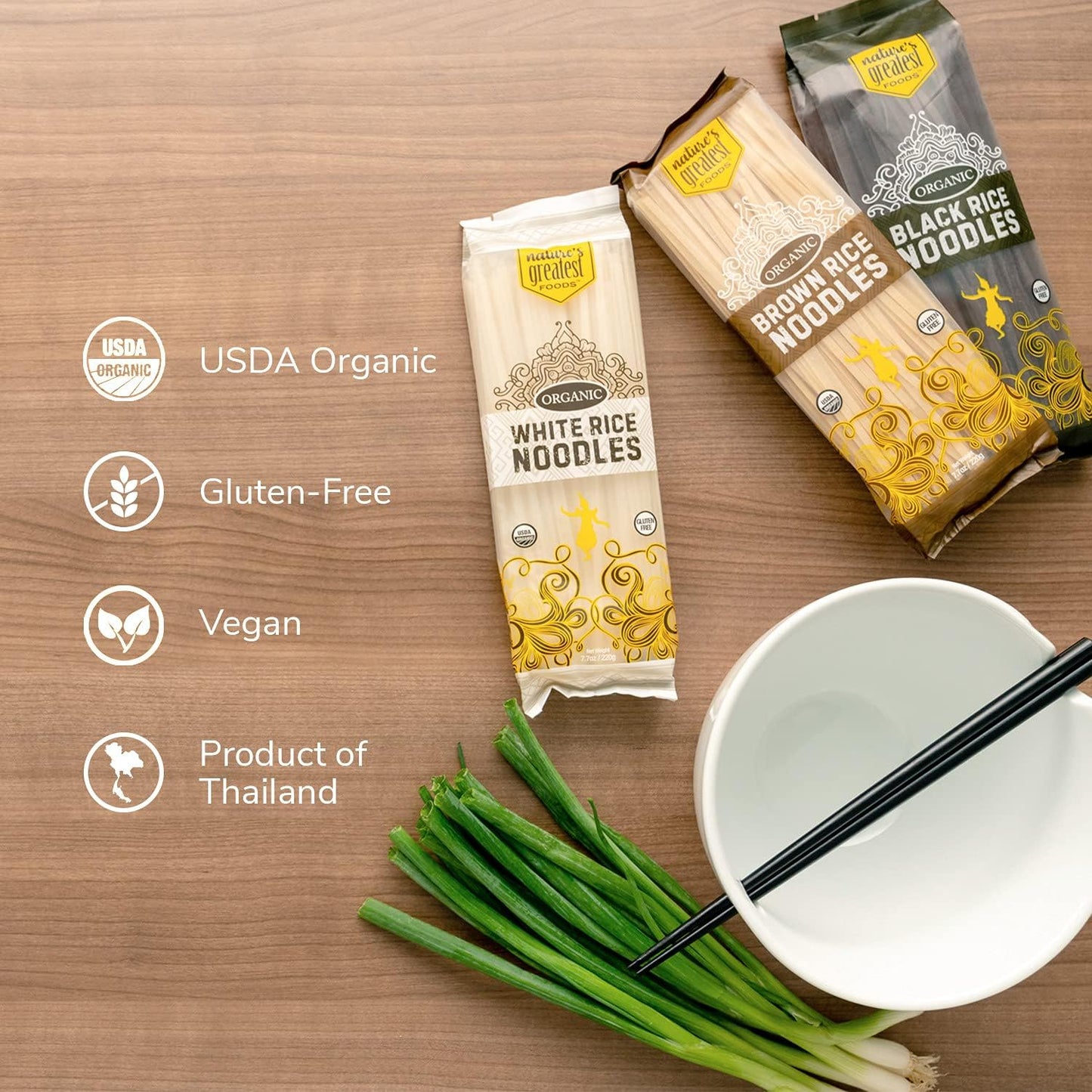 Natures Greatest Foods Organic White Rice Noodles, Vegan, Gluten-Free, 7.7 oz (Pack of 12)