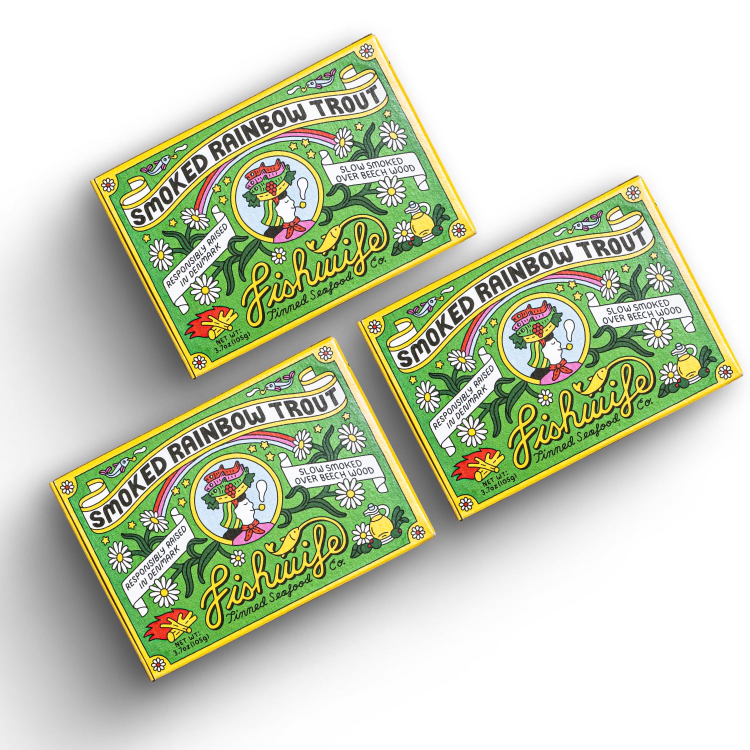 Fishwife Smoked Rainbow Trout 3-Pack | ASC-Certified Sustainable Seafood | Gluten Free | 3.7 Ounce