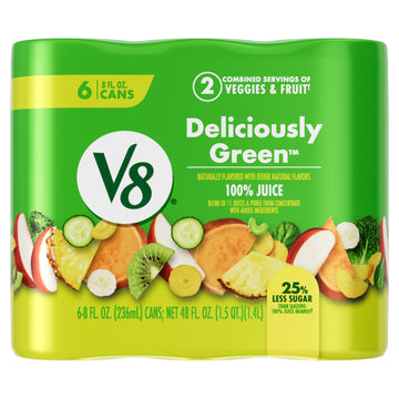 V8 Deliciously Green 100% Fruit And Vegetable Juice, 8 Fl Oz Can (6 Pack)