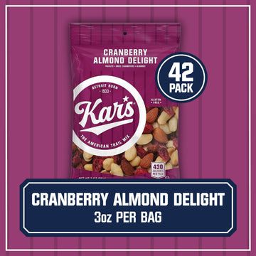 Kars Nuts Cranberry Almond Delight Trail Mix, Gluten-Free, 3 oz Packs, Bulk Pack of 42, Model 8979-CP42