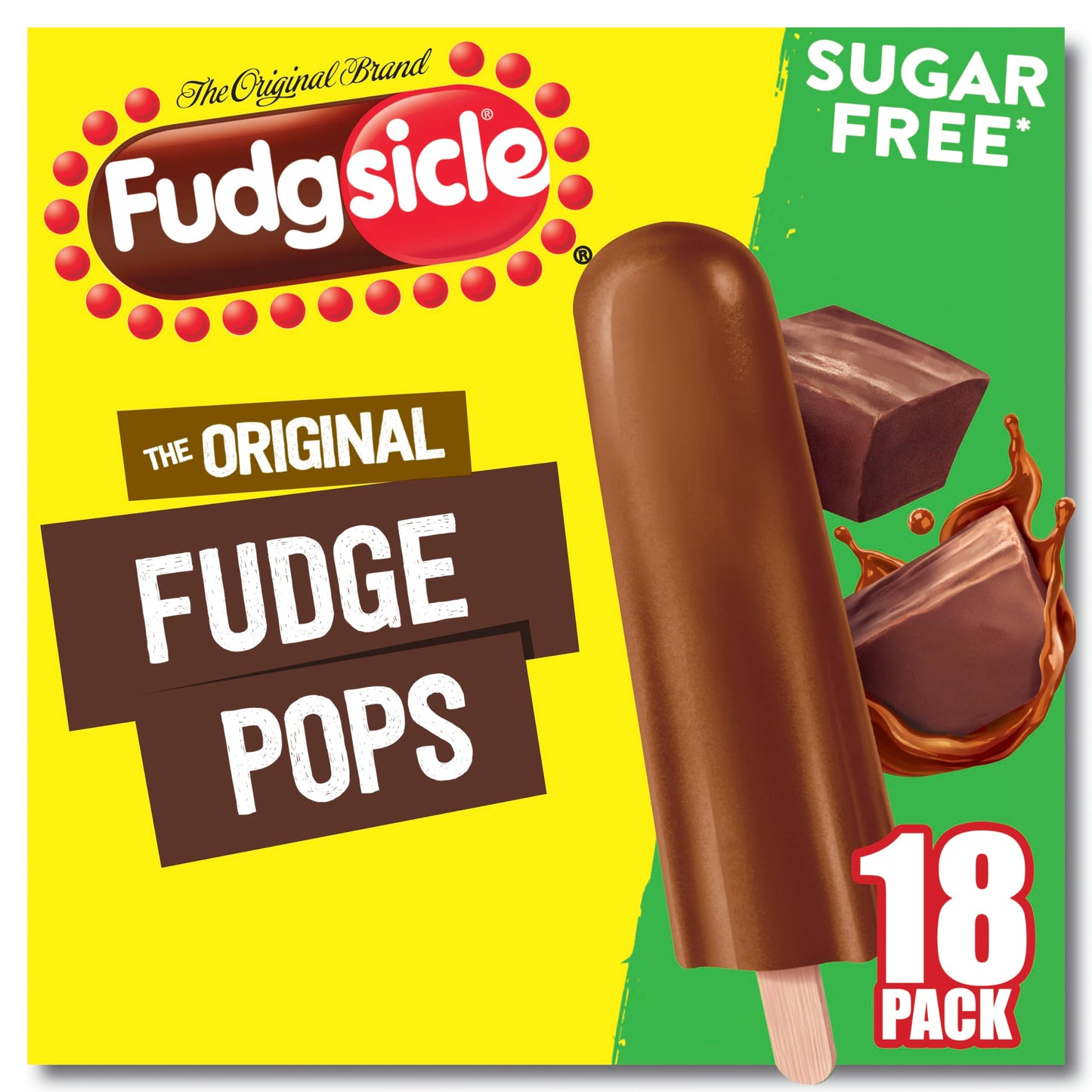 Popsicle Fudgsicle Original Fudge Pops No Sugar Added 18 Count For a Frozen Chocolate Dessert Frozen Dairy Dessert Pops With Onl