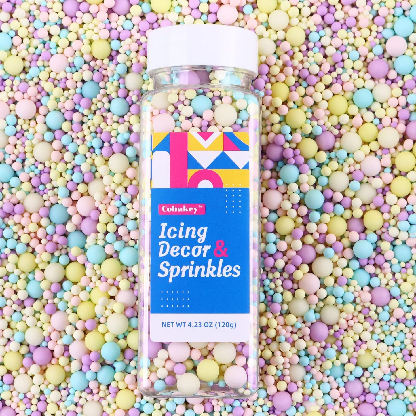 Sprinkles For Cake Decorating 4.2 Ounce Sugar Pearls Mixing Sizes, Edible Sprinkles For Cookie Decorations, Cupcake Topper, Ice