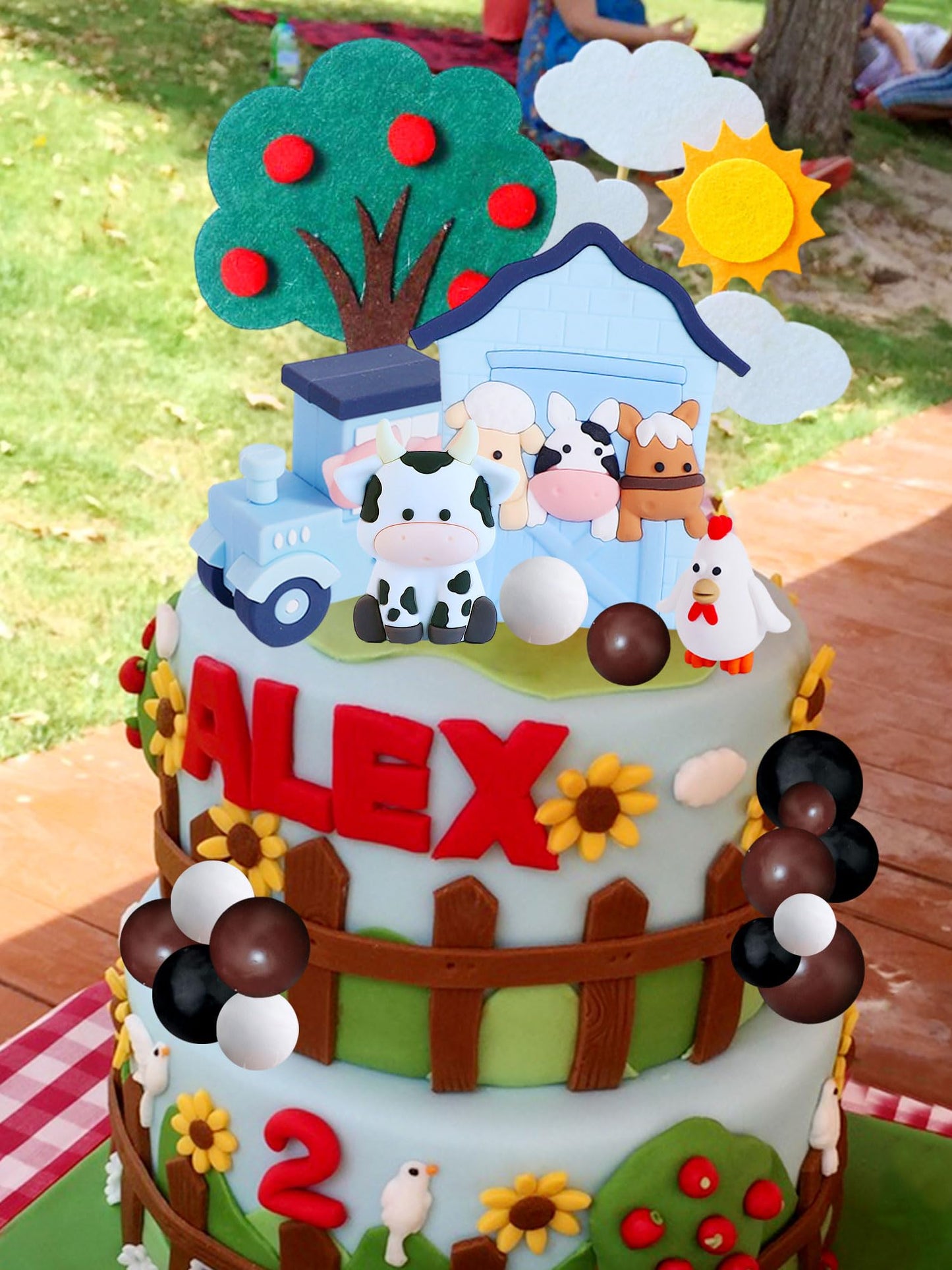 Jevenis Blue Farm Animal Cake Decoration Sheep Cake Topper Farm Animal Birthday Decoration Cow Cake Decoration Pig Cake Topper F