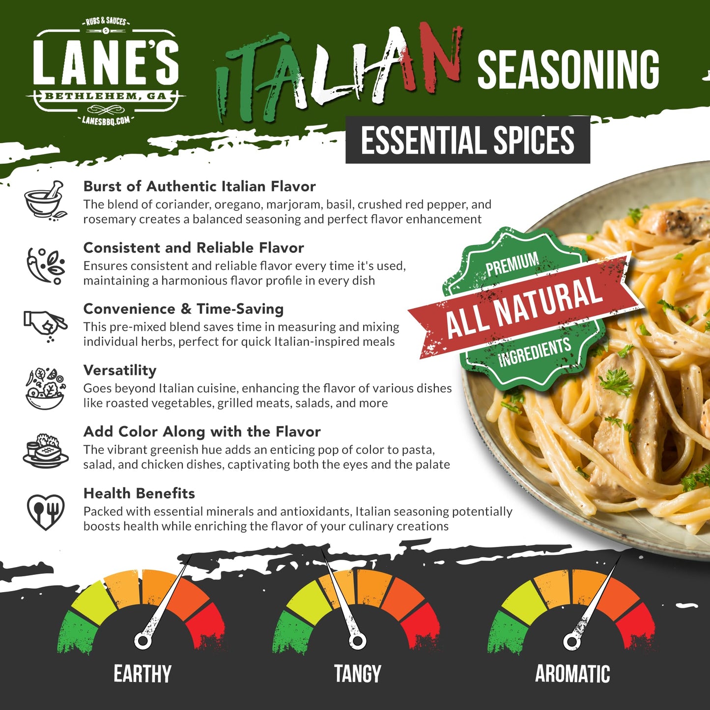 Lane'S Italian Seasoning Blend Spices And Seasonings, All-Natural Italian Herbs Seasoning For Any Italian Inspired Dishes, Made