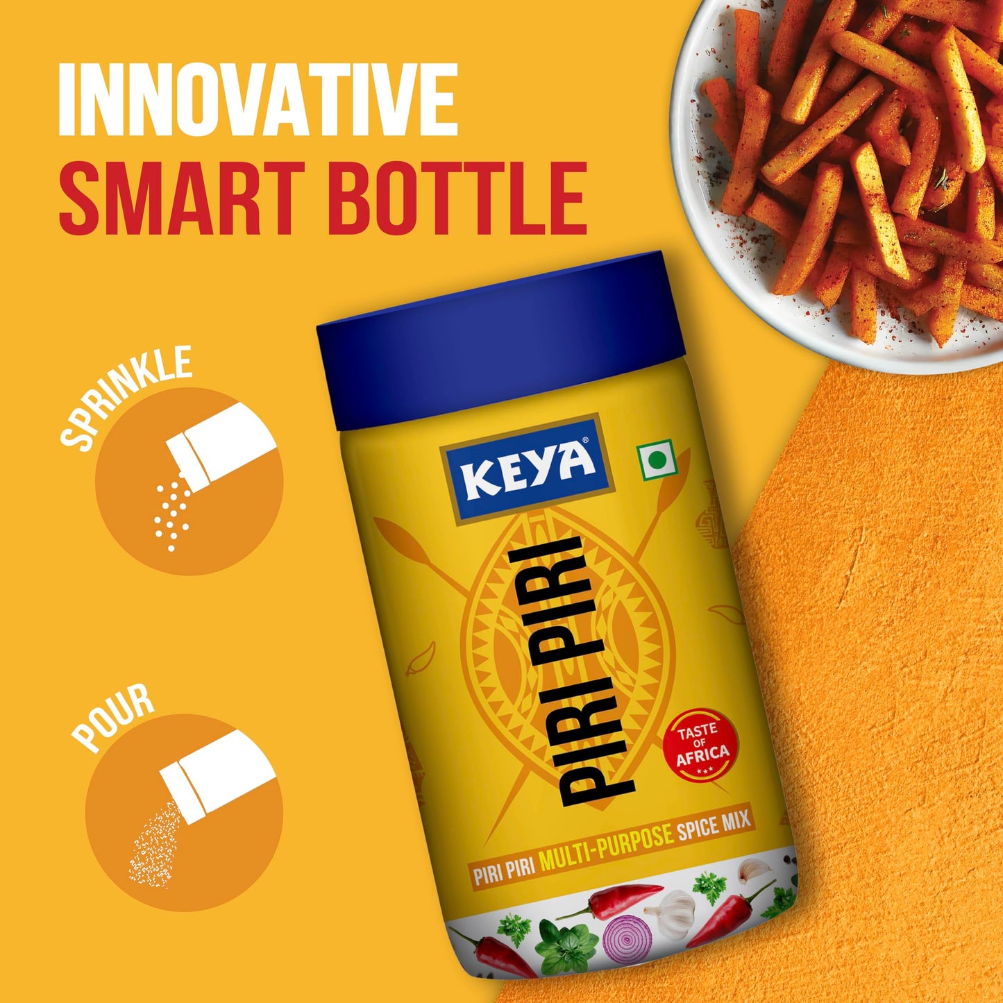 Keya Piri Piri Seasoning 80 Grams (2.8 Oz) - Vegetarian India - Instant Multi Purpose Spice Mix