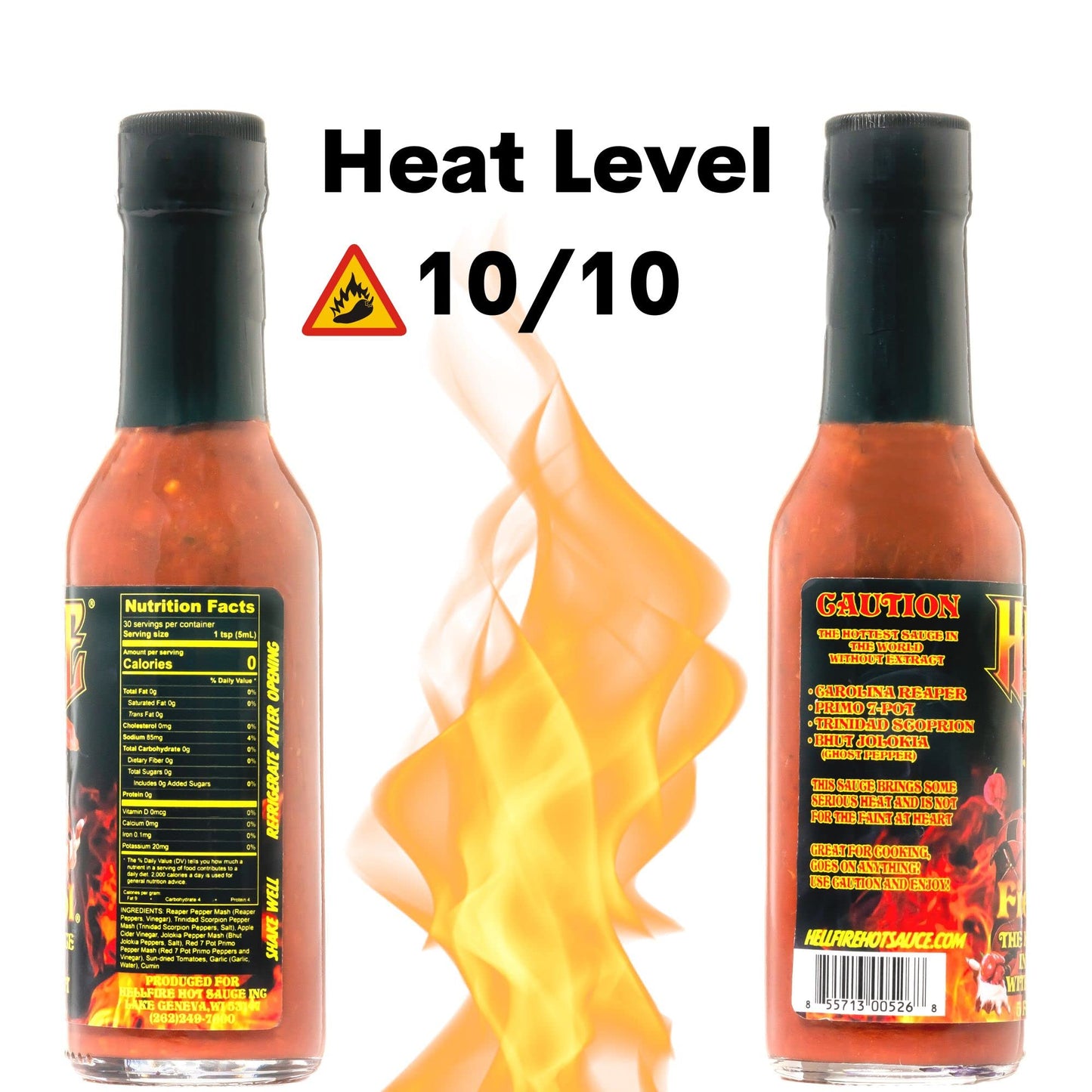 Hellfire Hot Sauce Fiery Fool - Extreme Hot Sauce Without Extract, Featured On Hot Ones Tv Show, 5 Oz.