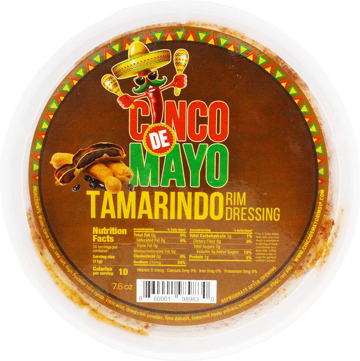 Cinco de Mayo Tamarindo Rim Dip Cocktail Dressing, 7.6 oz Container, Glass