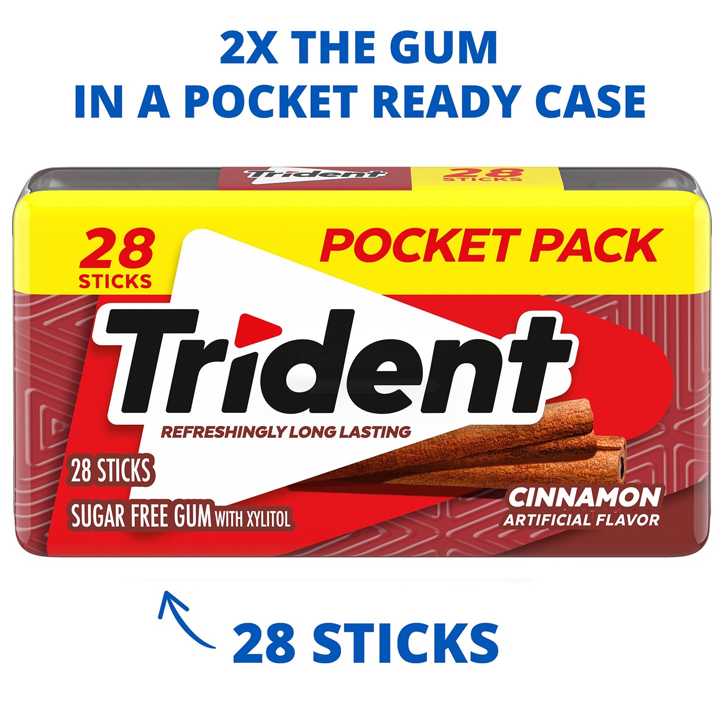 Trident Cinnamon Sugar Free Gum - 28 Count (Pack of 6) - Reddish-Brown - Individually Wrapped Holiday Candy for Christmas Stocking Stuffers
