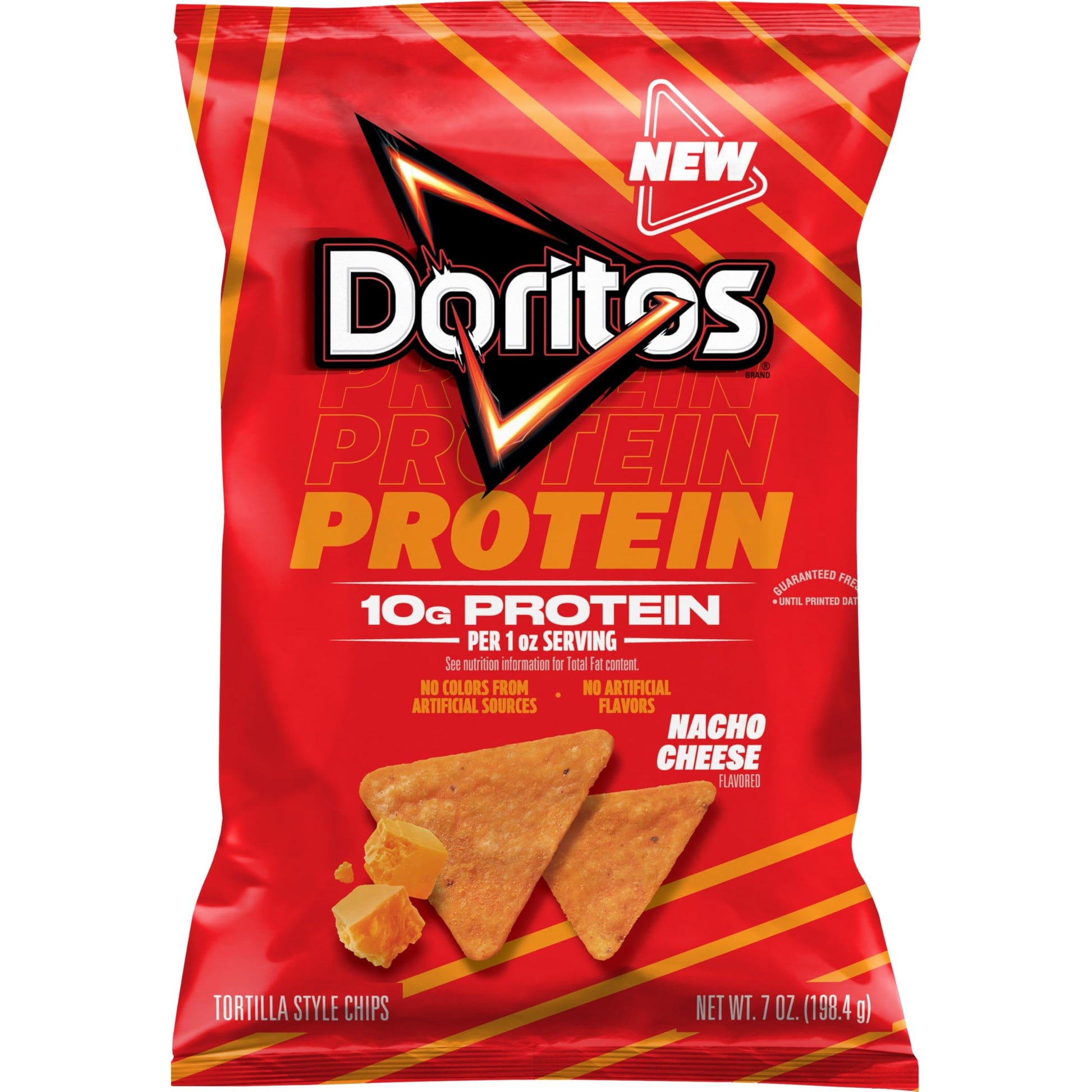 Doritos Protein Tortilla Style Chips, Nacho Cheese Flavored, 7 Oz