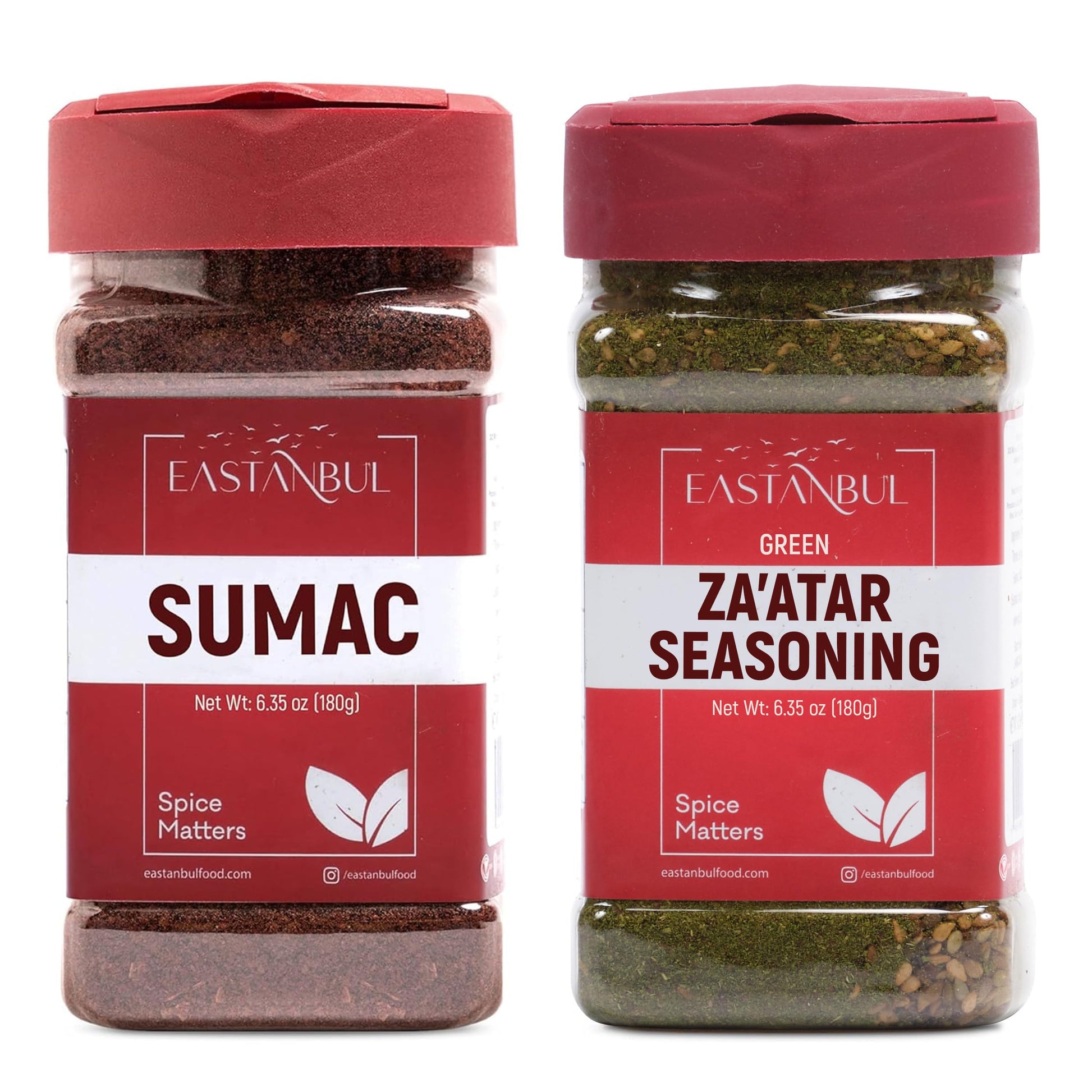 Sumac and Zaatar Set, Sumac Spice 6.4oz + Zaatar Spice 6.4oz, Twin Pack, Essential Duo, Zaatar Seasoning for Breads, Salads, Me
