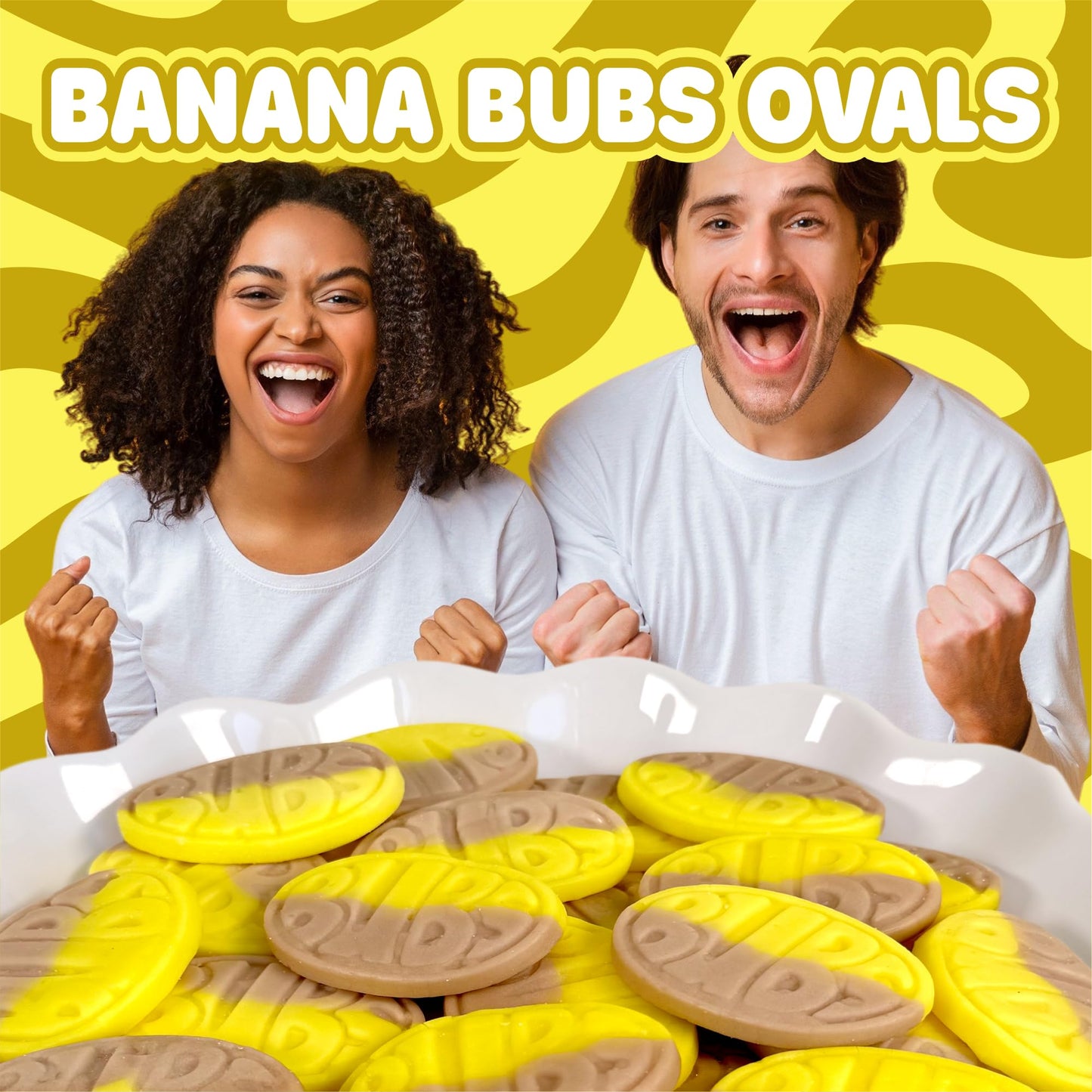 Bubs Swedish Candy - Banana Toffee Sweet Ovals | Vegan, Gluten-Free & Gelatin-Free Scandinavian Treats | Soft & Chewy Candy Impo