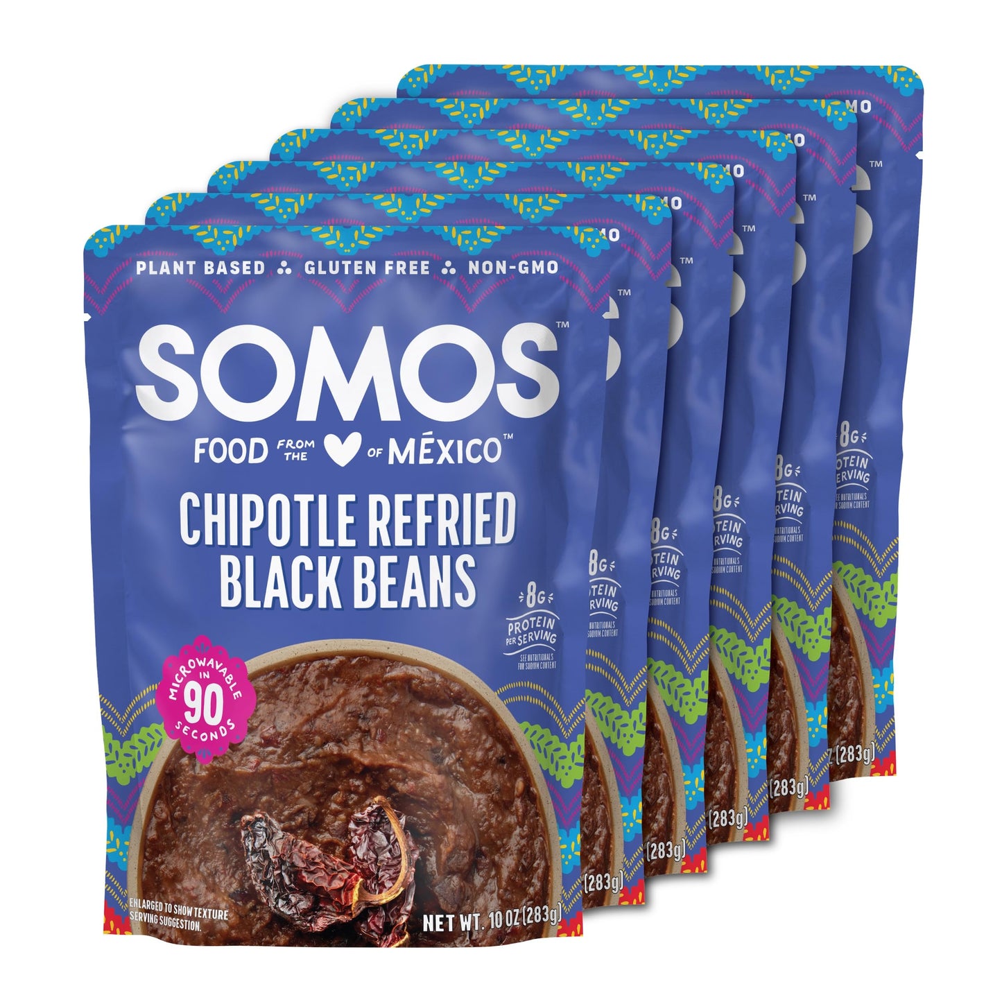 Somos Chipotle Refried Black Beans - Gluten Free, Non-Gmo, Vegan & Microwavable Meals Ready To Eat - Delicious, Healthy & Conven