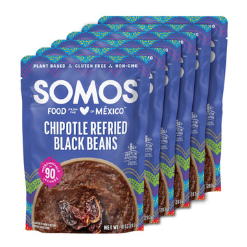 Somos Chipotle Refried Black Beans - Gluten Free, Non-Gmo, Vegan & Microwavable Meals Ready To Eat - Delicious, Healthy & Conven