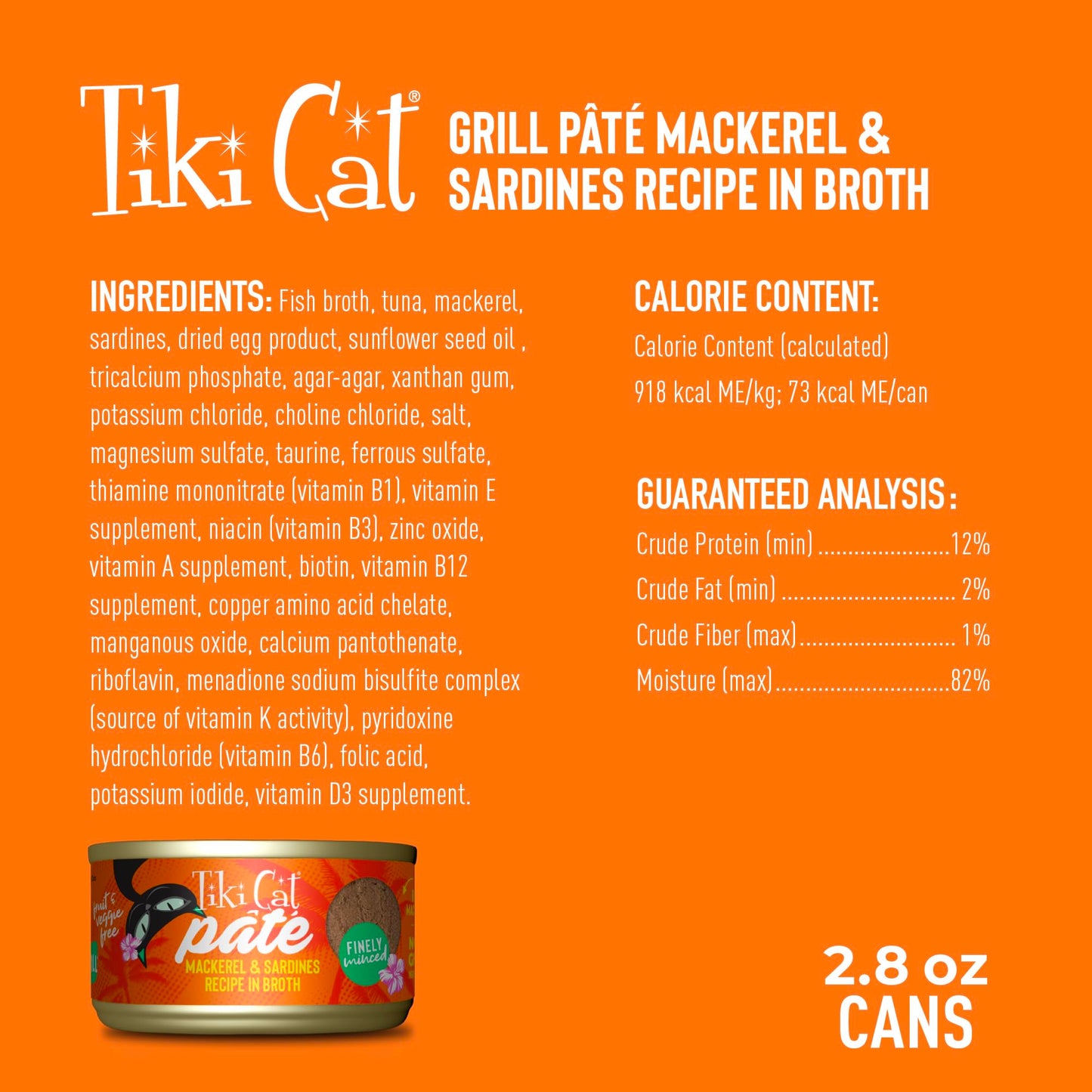 Tiki Cat Grill Pate Sardine & Mackerel, 2.8 oz. (6 Count)