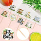 40 Pcs Safari Animals Baby Shower Cupcake Toppers Oh Baby Jungle Animals Cupcake Picks Elephant Giraffe Lion Hippo Monkey Zebra