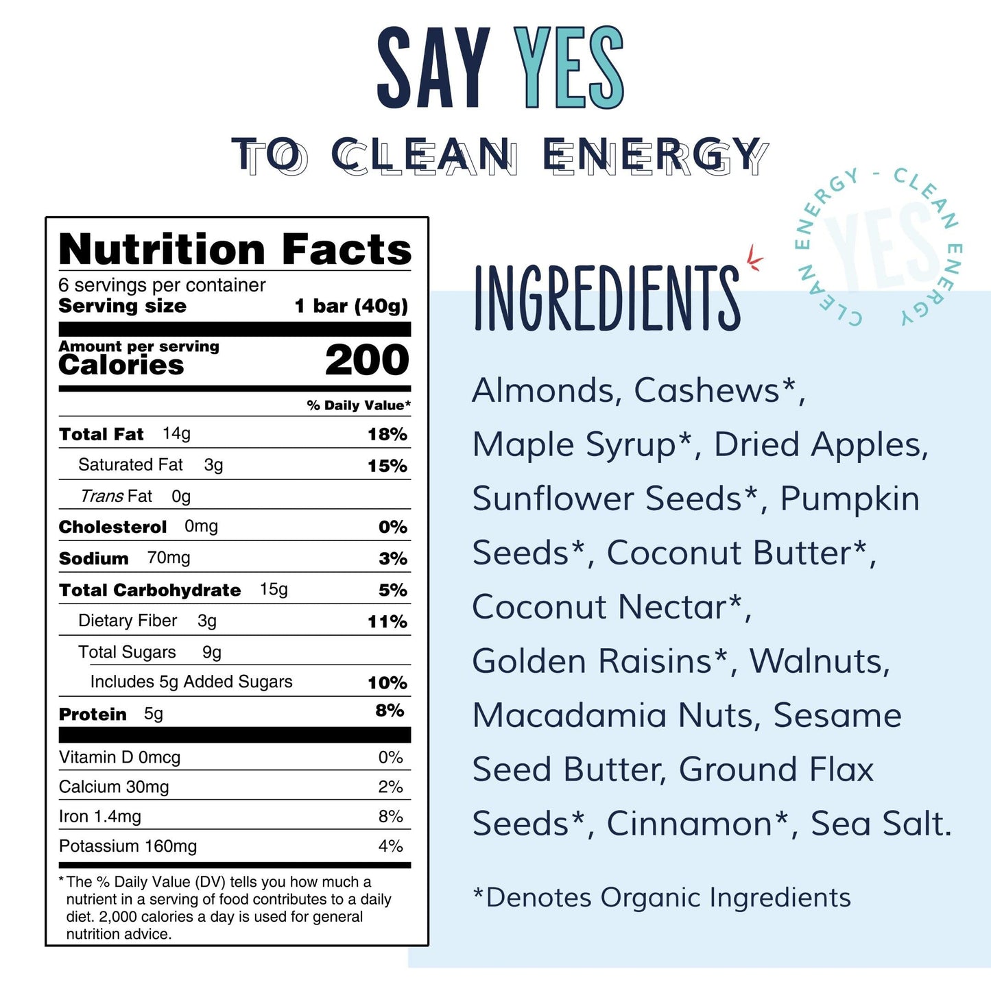 The Yes Bar Apple Cinnamon Crisp - Plant Based Protein, Decadent Snack Bar - Vegan, Paleo, Gluten Free, Dairy Free, Low Sugar, H