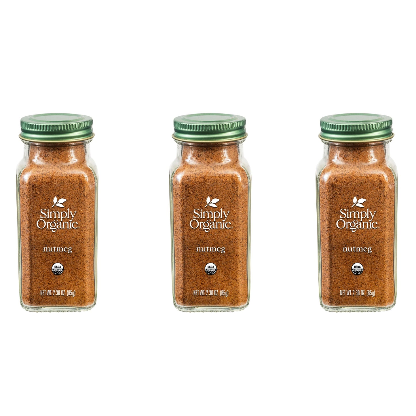 Simply Organic Pure Ground Nutmeg, 2.3 Ounce Jar, Aromatic, Subtly Spicy-Sweet Flavor, Kosher, No GMO, No ETO (Pack of 3)