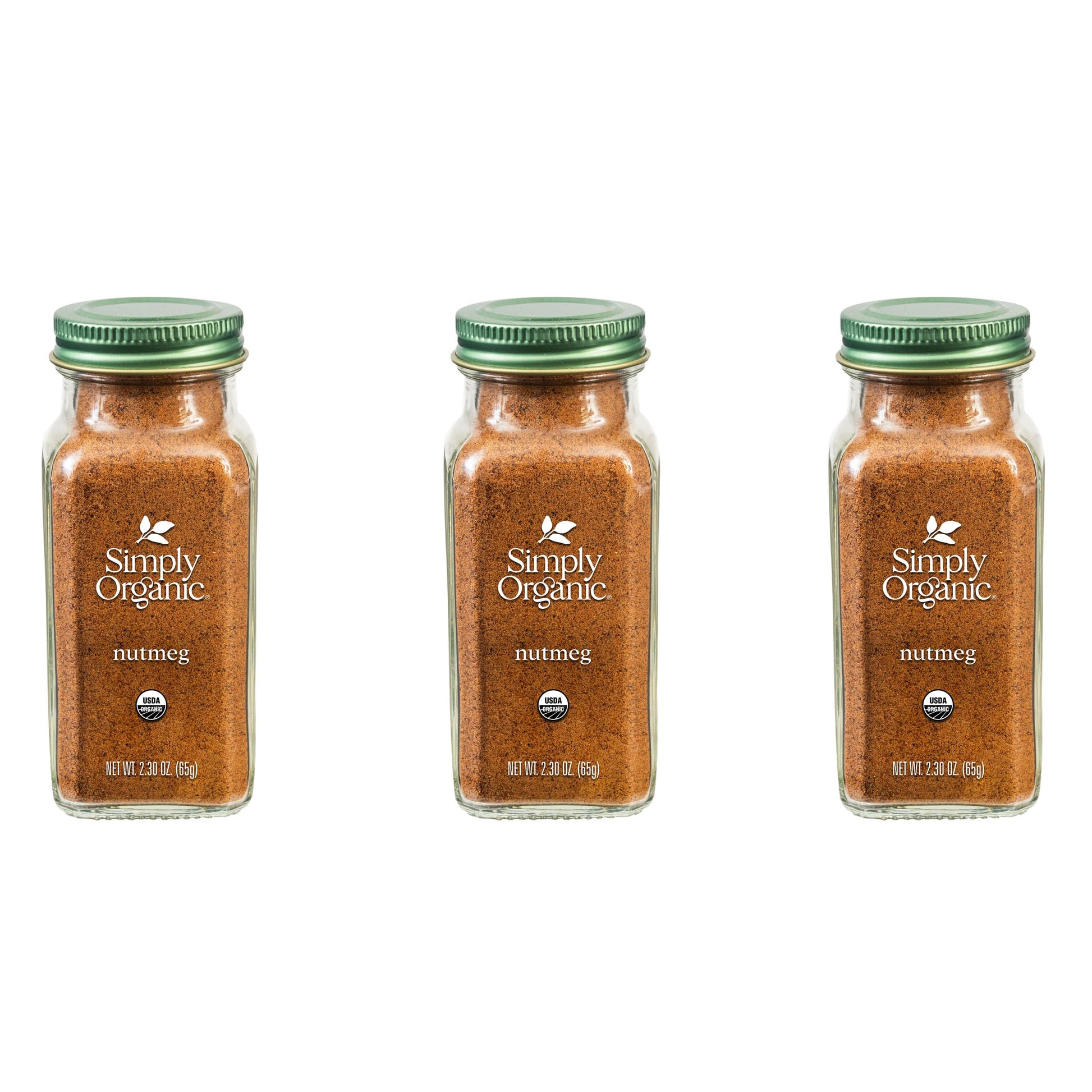 Simply Organic Pure Ground Nutmeg, 2.3 Ounce Jar, Aromatic, Subtly Spicy-Sweet Flavor, Kosher, No GMO, No ETO (Pack of 3)