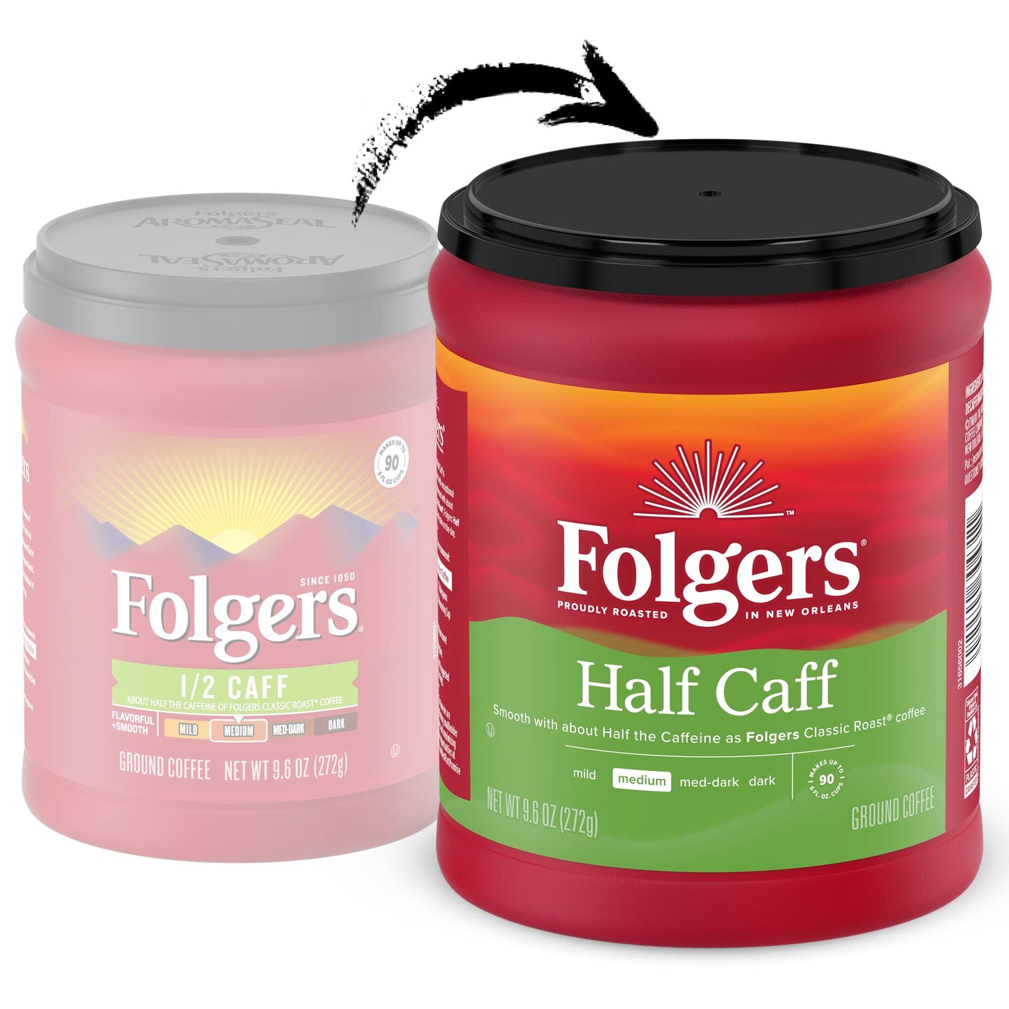 Folgers Half Caff Ground Coffee, Medium Roast, 9.6 Ounce, Pack of 1