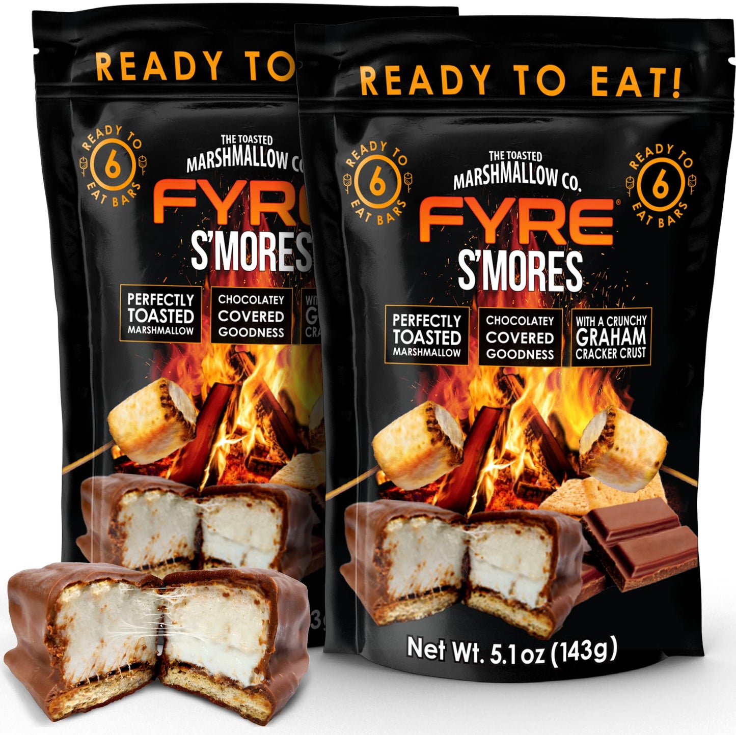 Gourmet Smores! Ready to Eat Handcrafted Milk Chocolate, Graham Cracker, Burnt Marshmallow Candy. Smore Cookie Bars (No need for
