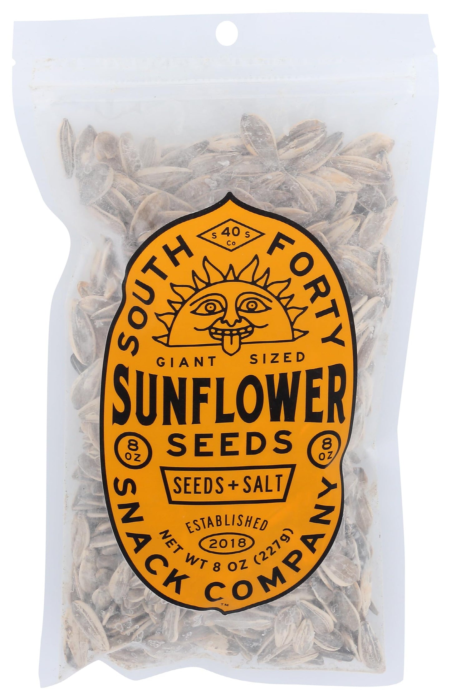 SOUTH 40 SNACKS Giant Sunflower Seeds with Salt, 8 Ounce, Pack of 1