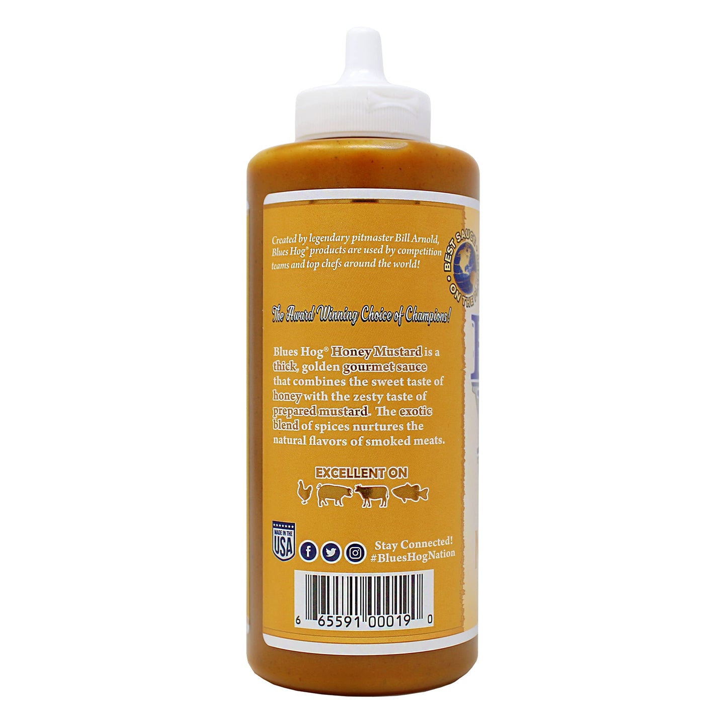Blues Hog Honey Mustard Sauce, Sweet Honey & Zesty Mustard Gourmet Bbq Sauce Gluten-Free, Made In The Usa, 21 Oz