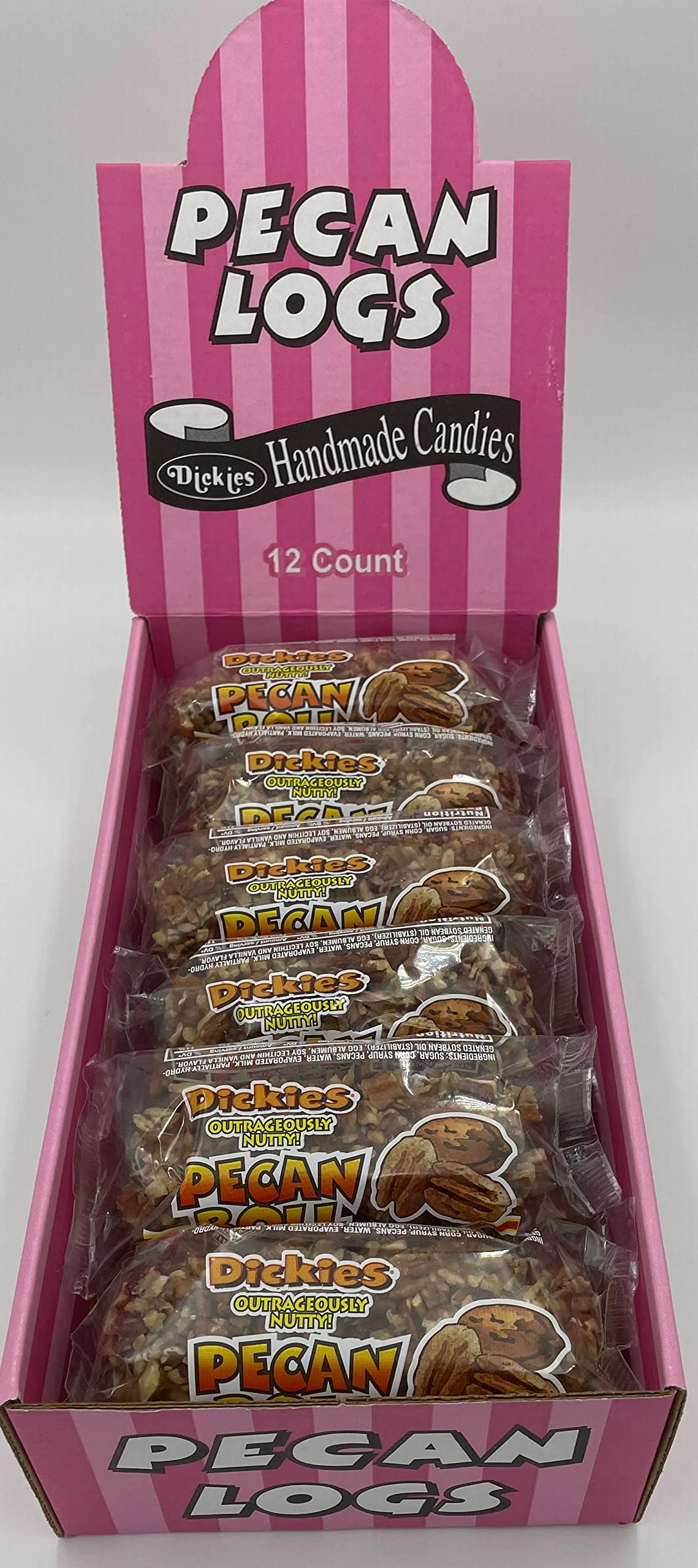 Dickies Pecan Log Roll - Individually Wrapped, 2 oz Each, 12 Pack