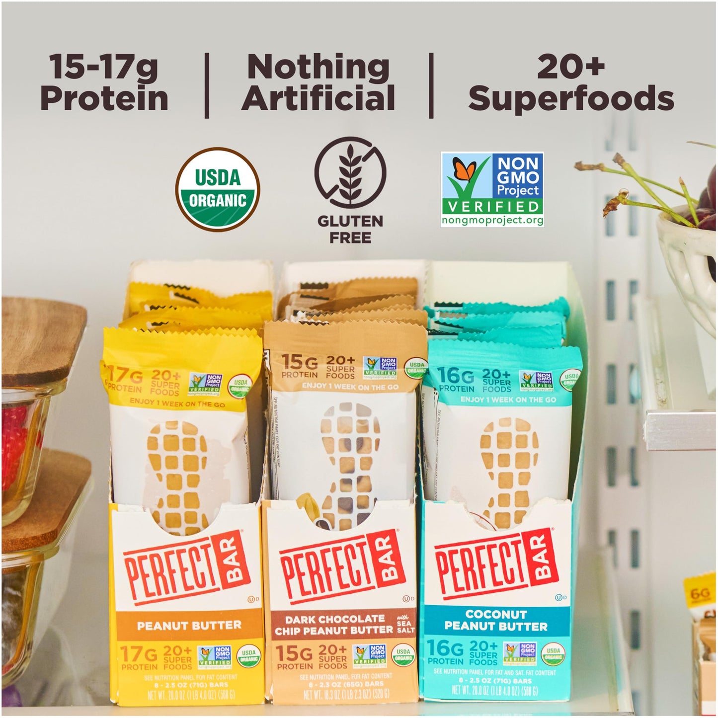 Perfect Bar Original Refrigerated Protein Bar, Peanut Butter Lovers Variety Bundle, 2.2 - 2.5 Ounce Bar, 8 Count (Pack of 3)