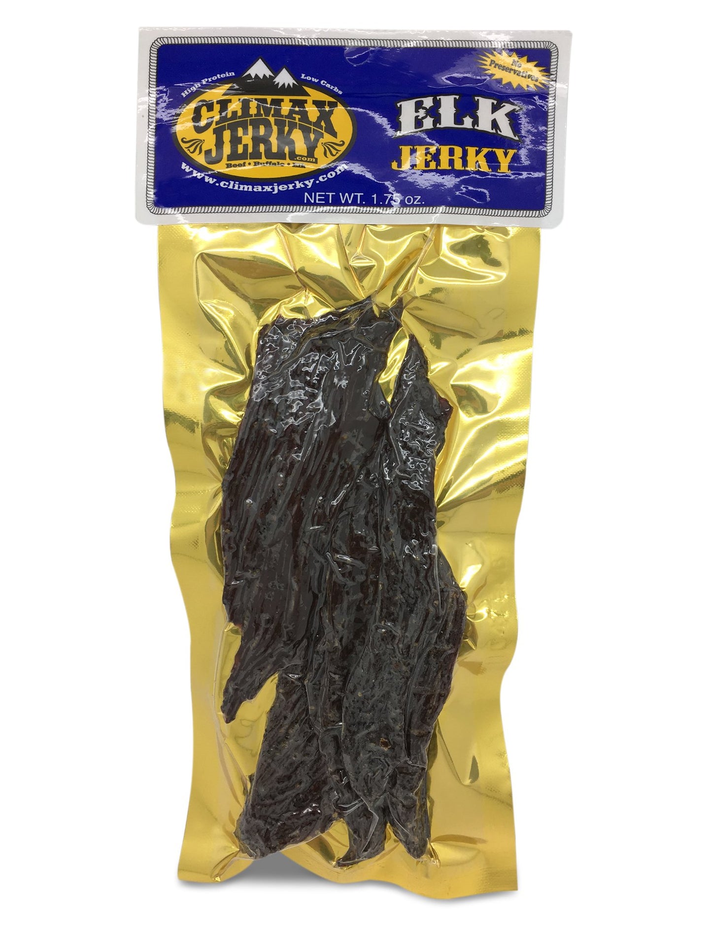 Climax Jerky Premium Kippered Elk Jerky - High Protein, Low Carbs, 1.75 OZ - Original Flavor