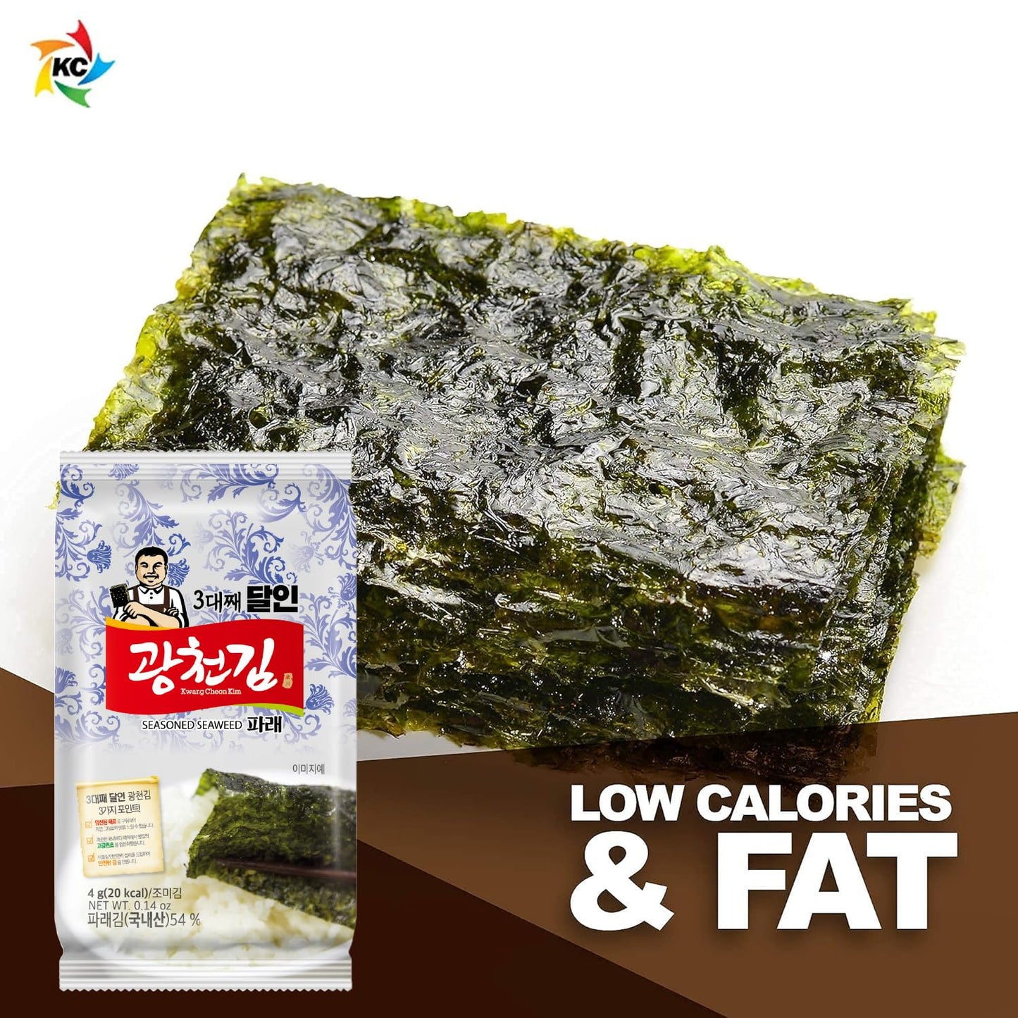 KWANGCHEONKIM Seasoned Sea  Snacks - 27 Packs of Roasted Laver, 4g Each, Total 108g
