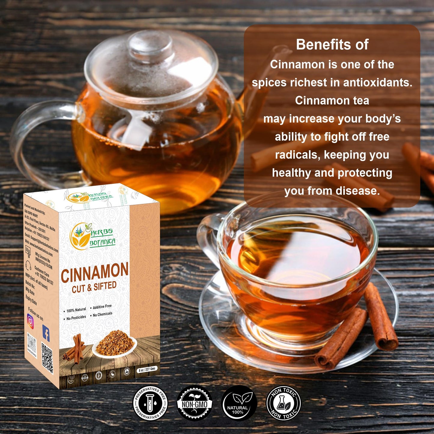 Herbs Botanica Cinnamon Bark Sticks Chips For Baking, Herbal Tea Rich Aroma And Great Flavour Cassia Cinnamon Sticks Cuts Aromat