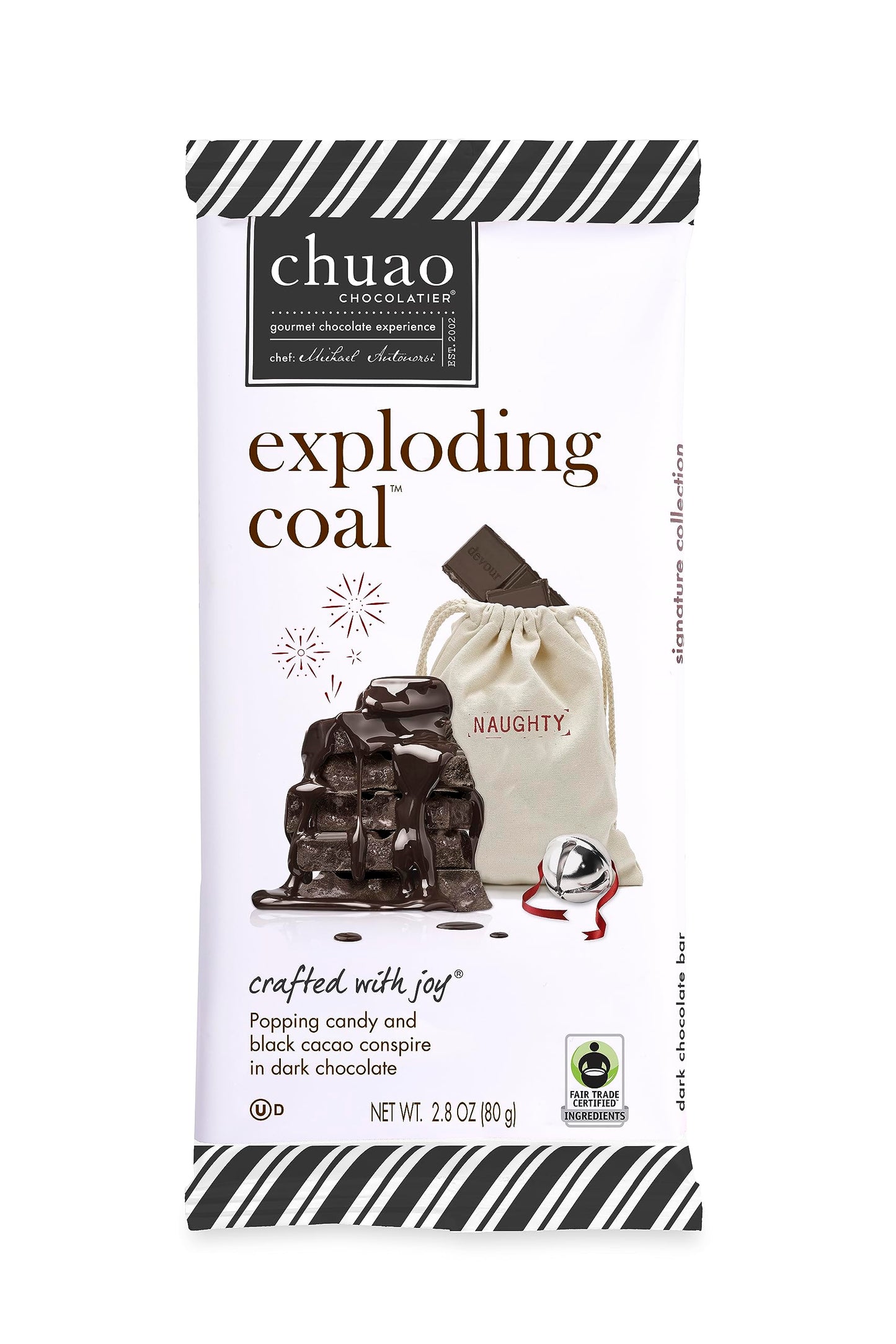 Chuao Chocolatier Exploding Coal Chocolate Bars | Gourmet Caramel Chocolate Artisan European No Preservatives | For Gift Baskets, Christmas, Valentines Day, Gifts For Women, Men, Birthday, Thank You, Care Package | 3 Pack